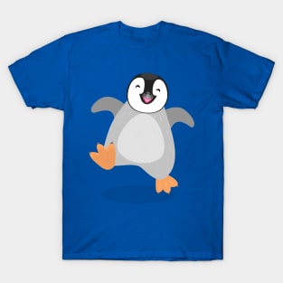 Cute happy emperor penguin chick dancing cartoon T-Shirt